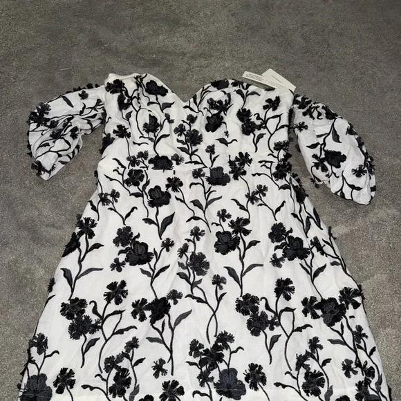 NWT Anthropologie Sabrina Puff-Sleeve Appliqué Mini Dress – Women’s Size 12 - Picture 5 of 7